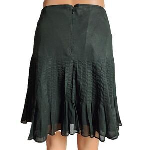 Archival 2003 Elie Tahari Black Cotton Pleated Flounce Skirt Size 8 Y2K Pintuck